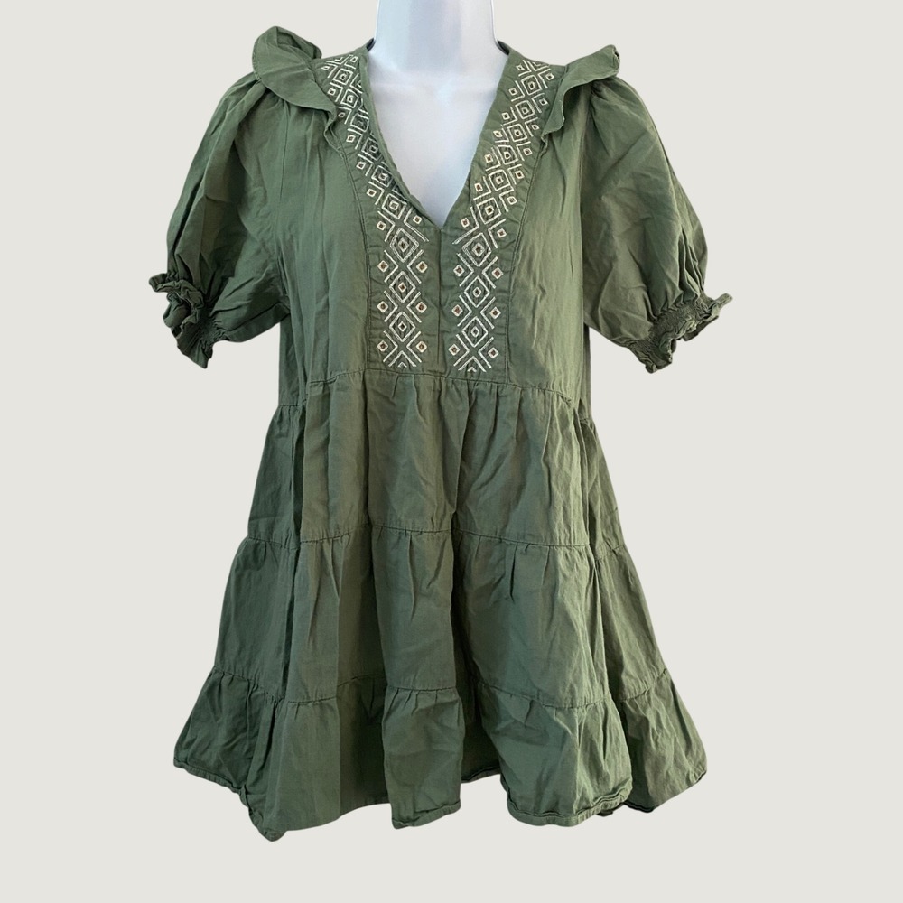 Anthropologie Afternoon The Isabella Mini Dress Small 100% Cotton Cottagecore
